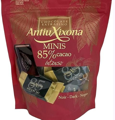 AntiuXixona Minis Chocolat Noir 85% Cacao Intenso, Mini Tablettes, Pack de 2 Boîtes de 200g