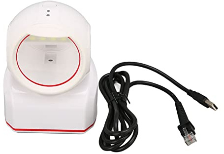 Fyearfly Omnidirectional 2D Barcode Scanner, Desktop USB QR Code Reader for Retail POS & Mobile Payments, Compatible with Windows, Mac OS, iOS & Android Screens, White