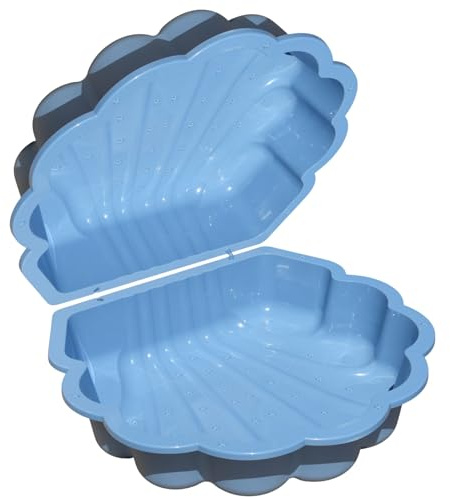 Sand- & Wassermuschel 2-teilig für Kinder – Planschbecken & Sandkasten Muschel, Pastell Blau mit Sternen, Garten Spielmuschel, Kunststoff Outdoor Spielzeug, 86 x 77 x 18 cm, 1–6 Jahre