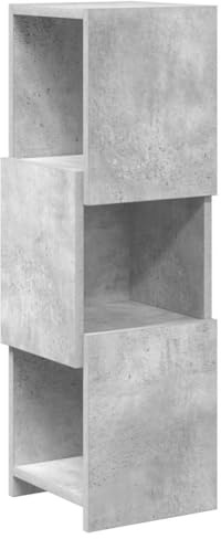 Mhdvray Eckregal Beton Grau 25,5x25x80 cm Holzwerkstoff mit 3 Aufbewahrungsfächern Modernes Design platzsparend für Wohnzimmer Flur Balkon