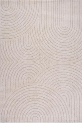 VIMODA Kurzflor Teppich Wohnzimmer – Moderner Design Teppich mit Struktur, weich, pflegeleicht, in Creme, Beige & Taupe,Maße:160x230 cm;Farbe:142C