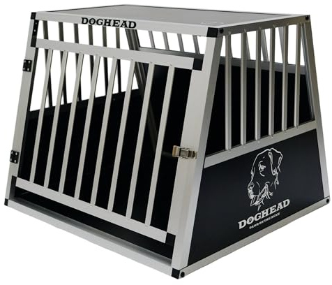 DOGHEAD Hundetransportbox Ecoline, Single 80x75x63 cm, Schwarz, Aluminium, Beidseitig Abgeschrägt 75°