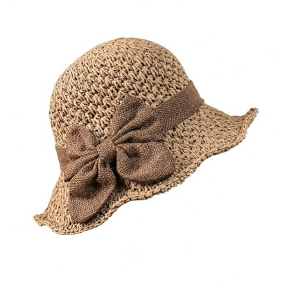 Handwoven Women's Straw Bucket Hat – Artisan Floppy Wide Brim Sun Cap with Elegant Bow – Premium Foldable Vintage Style Accessory for Year-Round Travel & Outings