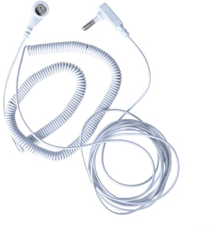 Grounding Cord 15ft for earthing Cable with Banana for Sheets Mats Wrist Straps Anti Static Wire White