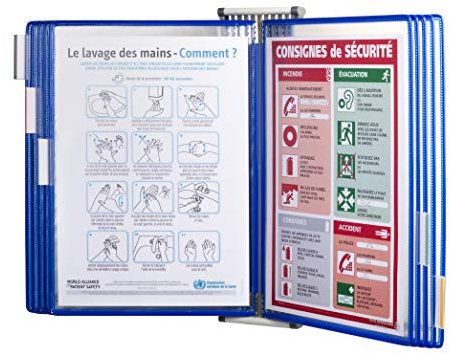 Tarifold Technic Wall Affichage Unit avec 5 Clip-on Index onglets et 10 Pochettes A4 Bleu Ref 414101