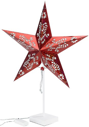 Lunartec Tischleuchte Weihnachten: Deko-Tischleuchte in Sternform, rot (Tischlampe Weihnachten, Weihnachtsstern, LED Batterie)