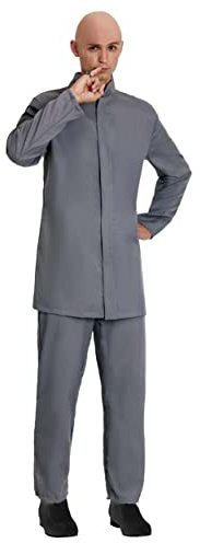 Men's Deluxe Gray Suit Jacket With A Mock Turtleneck Collar And Pants | Adult Dr. Evil Costume Suit | Iconic Villain Outfit Small