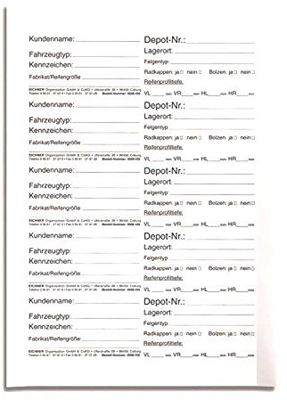Eichner Ersatzetiketten Rad-/Reifenanhänger 150ST 30 BOGEN A 5Stk. Weiss 0508-43