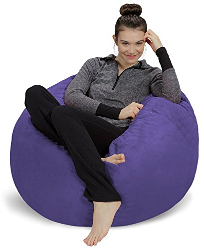 Sofa Sack L-Das Neue Komforterlebnis Sitzsack mit Memory Schaumstoff Füllung-Perfekt zum Relaxen im Wohnzimmer oder Kinderzimmer-Samtig weicher Velour Bezug in Lila
