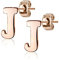 Bungsa BUCHSTABE J Ohrstecker Rosegold - BUCHSTABEN J Ohrring in Rosegold - Alphabet Ohrringe zum Stecken - aus Edelstahl - Ohrschmuck für Damen, Kinder & Herren
