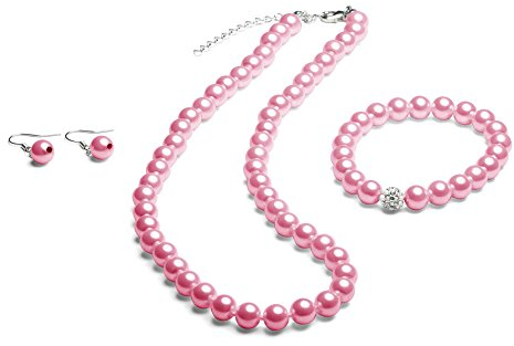 FlexiStore Perlenkette mit Armband und Ohrringen - Perlenkette, Perlen, Edelstahl, Perle