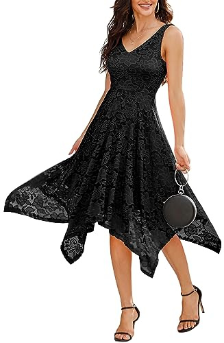 Meetjen Asymmetrical Cocktail Party Dress High Waist Short Graduation Mother of The Bride Dresses for Wedding Black M