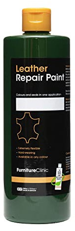 Furniture Clinic Leather Repair Paint & Dye | Self Seal Colourant for Quick and Easy Leather Repair | Suitable for Leather Sofas, Leather Car Seat, Shoes, Handbag, and More - Dark Green (GRN07) 500ml