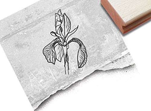 Stempel Motivstempel BLUME Iris Schwertlilie - Bildstempel für Karten Basteln Scrapbook Bullet Stamp Tischdeko Deko Geschenk Geburtstag- zAcheR-fineT