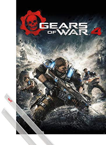 1art1 Gears of War Plakat | Bild (91x61 cm) 4, Game Cover + EIN Paar Posterleisten, Transparent