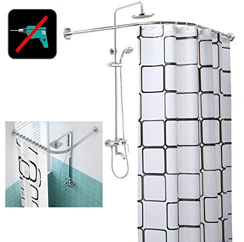 HNCS Barre Rideau Douche Extensible Tringle A Rideau sans PerçAge Acier Affiné Barre à Rideaux Rail pour Salle De Bain Baignoire 100% Antirouille,B