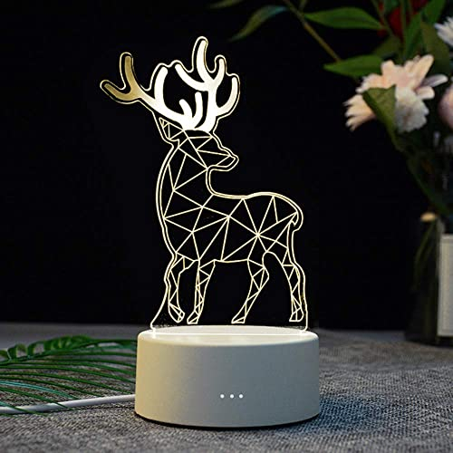 Mengjay elch 3D Lampe, elch Geschenke, elch Deko Licht, elch Kinder Geschenk, 3D elch Nachtlicht,für Geburtstagsgeschenk oder Wohnaccessoires 3D elch Led elch 7 Jährige Mädchen Geschenk.