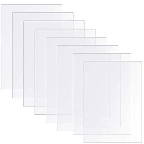 8 Pieces Transparent Acrylic Sheets 5 x 7 Inch(13x18cm) Acrylic Panel for Picture Frame Glass Replacement Table Signs Calligraphy and Painting