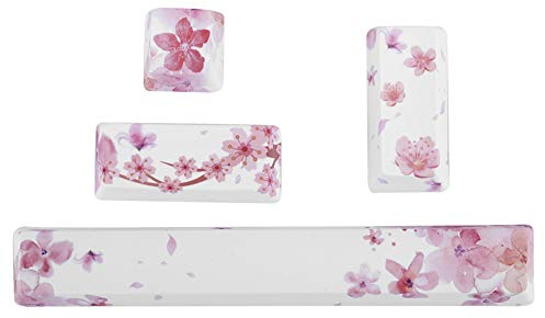 Yctze Sakura Pattern Keycaps, DIY Space Key + ESC-Taste + Enter-Taste + Numpad Enter Key Cap, Tastaturkappen für mechanische Spiele(Sakura-Muster)