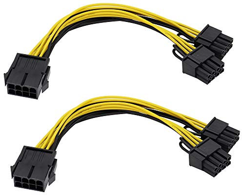 zdyCGTime Cavo di prolunga della scheda grafica del cavo di alimentazione da 8 pin a doppio 8Pin (6 + 2),cavo di alimentazione VGA femmina da 18AWG GPU VGA a doppio PCI-E maschio.(20cm/2 pezzi)