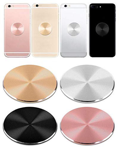 VizGiz 4 Pack Mount Metal Plate for Magnetic Car Mount Vehicle Air Vent Dashboard Holder Cradle Strong Adhesive Sticker Replacement Magnet Patch Universal Circular Disc for Mobile Phone GPS MP4