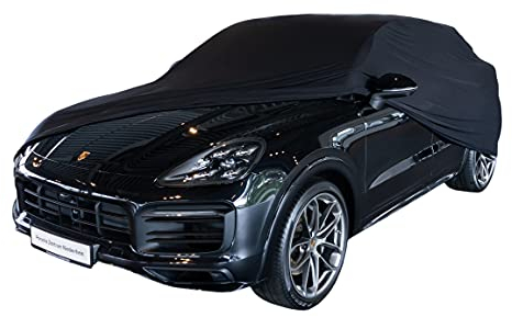 Car-e-Cover SUV Indoor Abdeckplane Auto – Perfect Stretch – 180 g/m² elastisches Jersey – super Soft – Atmungsaktiv – Konturgenau – Staubschutz – Für Garage & Halle (Schwarz/XL)