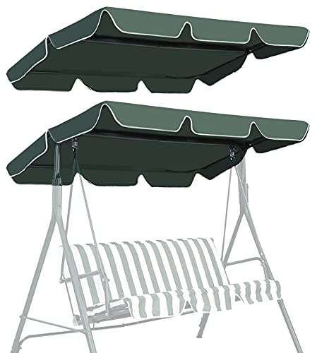 RELAX4LIFE Tettuccio Parasole Universale da 2 Posti, Tetto di Ricambio per Dondolo, Altalena da Esterno, Tettuccio Impermeabile Protezione Solare UV da Giardino, Terrazzo (Verde, 196 x 109 cm)