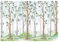 WallArena - Vlies Fototapete Kinderzimmer 416x254 cm Wald Mädchen Bäume Skandinavisch für Kinder - Fototapeten Tapeten für Kinder Kindertapete - Vliestapete Wandtapete Tapete 3D Effekt