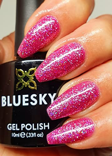 BLUESKY Gel Polish DAZZLING RANGE NEW LUXURIOUS GLITTERS CHRISTMAS 2021 UV LED NAIL SOAK OFF (Requires Drying Under UV LED Lamp) (BDP06 Pink Sequin)