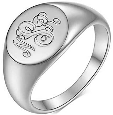 Signet Ring Frauen Initial Ringe Personalisierte Monogramm Buchstaben Ring Custom 3 Buchstaben Customized Sterling Silber Ringe für Männer Frauen Mädchen Jungen Schmuck Anpassbare Gravur