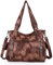 ZOCAI AngelKiss Handtasche Damen Schultertasche Multifunktionale Umhängetaschen Gewaschenes Veganes Leder Wasserdicht mit Reißver Schlusstaschen Reißverschlusstasche (Braun 4)