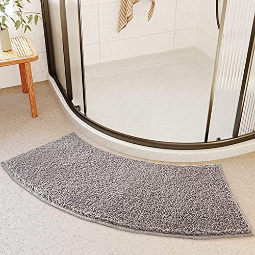 YZBBSH Tapis de Bain Courbé Arrondi en Quart de Cercle 30 x 100cm, Microfibre Antidérapant Super Absorbant, Lavable pour Douche Angle (Gris)
