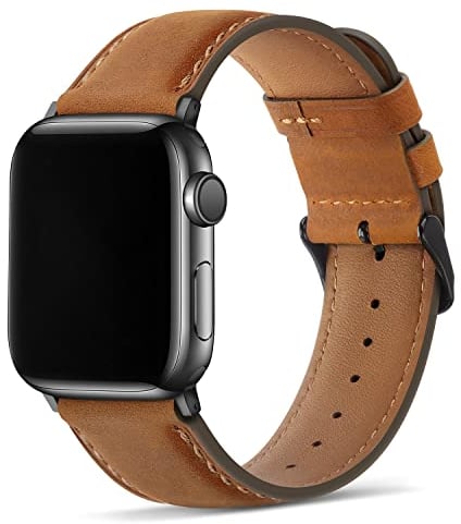 Tasikar Correas para Apple Watch 49mm 46mm 45mm 44mm 42mm Diseño de Cuero Genuino Correa de Repuesto Compatible con Apple Watch Ultra SE Series 10 9 8 7 6 5 4 3 2 1, color marrón