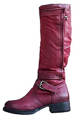 Stivaletti Neri con Borchie Biker con Tacco Scarpe Snow Boots Caldo Scarpe Donna Casual Slip On Scarpe Comodi Eleganti da Slip-on Scarpe Casuale Donna