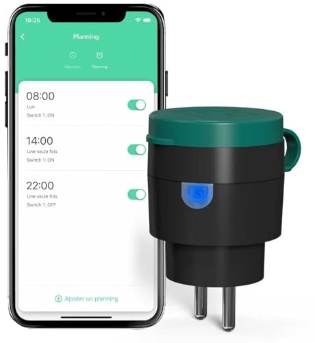 SURNICE WLAN-Steckdose, intelligente Steckdose, wasserdicht, IP44 für den Außenbereich, kompatibel mit Alexa, Google Home, Sprachsteuerung, Timer-Funktion, 1 Stück