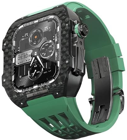 ZEDEVB Boîtier en fibre de carbone 44 45 mm pour bracelet de montre Apple pour homme - Kit de modification de luxe pour iWatch Series 7 6 5 4 SE, 45mm For 7, Agate