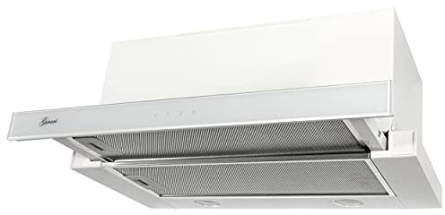 GURARI 117 White Prime Dunstabzugshaube 60 cm in Weiß, Glas Weiß, 1000m³/h, sehr starke Saugkraft, Abluft, Umluftbetrieb