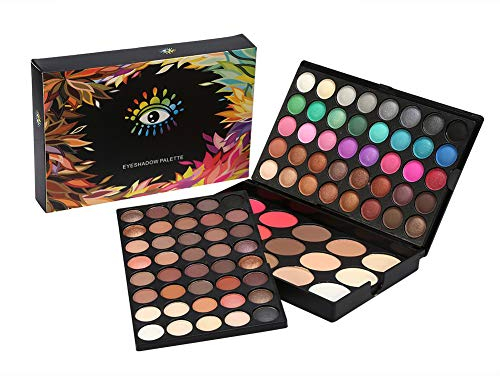 Lidschatten Make up Palette,Professionelle 80 Farben Lidschatten und 15 Farben Concealer Palette,Augen Schminkpalette,Glitter Kosmetikset,for Festival und Bühnenmake up