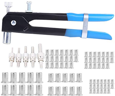 Nietmutternzange Set, 86 Teile/Satz M3/M4/M5/M6/M8 Nietzange Gewindeeinsatz Nietpistolen Werkzeugsatz Profi Blindnietmutternzange Blindnietzange Gewinde Einsatz Werkzeug