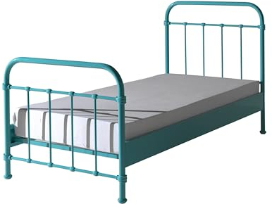 möbelando Metallbett >New York< in Türkis aus Metall - 210x111x98cm (BxHxT)