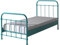 möbelando Metallbett >New York< in Türkis aus Metall - 210x111x98cm (BxHxT)