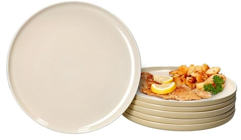 Ritzenhoff & Breker Jasper 6er Set Speiseteller Vanille I Ø 25,4cm I Steingut-Essteller für 6 Personen I große Teller zum Grillen & Co. I Geschirr für Frühstück, Mittag, Kaffee & Abendbrot