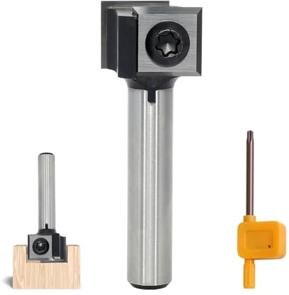 AKYLIN Planfräser 8mm schaft,2 Flöten Planfräser holz für Oberfräse,4-seitigen Austauschbare Hartmetall Klinge,Hobelfräser mit Wendeplatten Spoilboard Fräser Hobelfräser