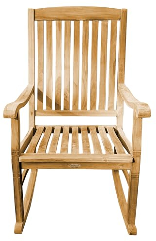 Teako Design Schaukelstuhl Piceno aus massiv Teak, 64 x 60 x 90 cm, naturfarben, Garten, Nachhaltiger Teakholzstuhl, Wetterbeständiger Gartenschaukelstuhl, Massivholz