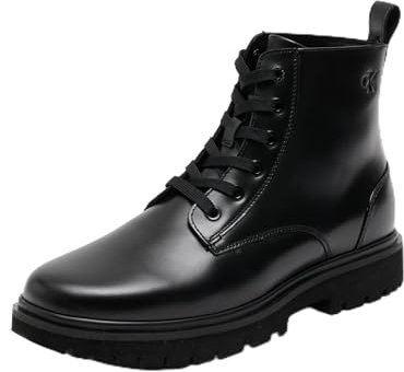 Calvin Klein Jeans Eva Boot Mid Laceup Mg Lth Yw0yw01536, Stivali Donna, Nero Triple Black, 38 EU