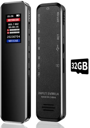32GB Digital Voice Recorder for Lectures Meetings - Voice Activated Recorder with 2324 Hours Capacity Sound Audio Recorder Dictaphone Recording Device with Playback,MP3 Player,Variable Speed,Password
