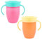 Nuby All Around Water Bottle with Handle - No Spill Sippy Cup | 210ml / 7oz | Drink from Any Angle | Dishwasher Safe | BPA Free | Suitable Beaker for 4 Months Plus (Pack of 2, Pink/Orange)