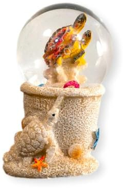 The Bridge Collection 7,6 cm große Meeresschildkröten, Wasserkugel, Tischkugel, Glitzer-Schneekugel, Meeresschildkröte, Tier-Schneekugel, nautisches Geschenk für Erwachsene, Tabletop-Wasserkugeln,