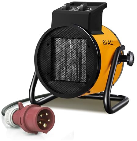 SIAL Termoventilatore 5000 W - Radiatore Elettrico - Ceramica - Riscaldamento Industriale - Riscaldamento Rapido in 3 Secondi - Termostato e Protezione da Surriscaldamento (Giallo)