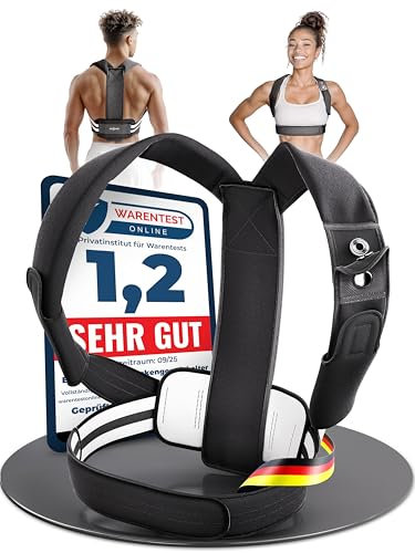 Ergoshape Rückenstützgürtel Gerader Rücken Geradehalter – Schultergurt Haltungskorrektur für Damen & Herren, Posture Corrector Men & Women, extra weich für bequemen Halt (1, Schwarz, L-XL)